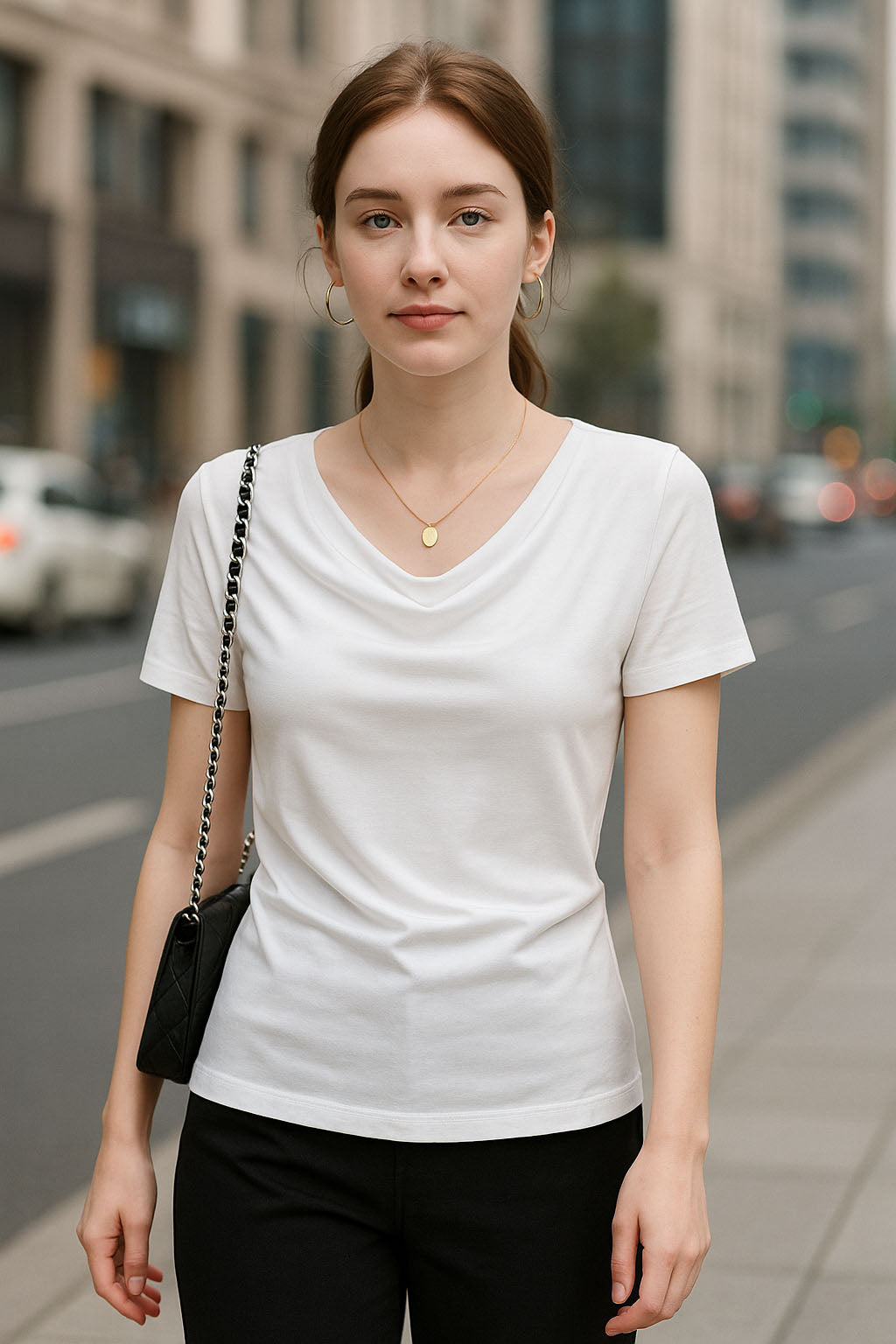 COW NECK BAMBOO-BLEND TEE - J76 Bamboo Wear