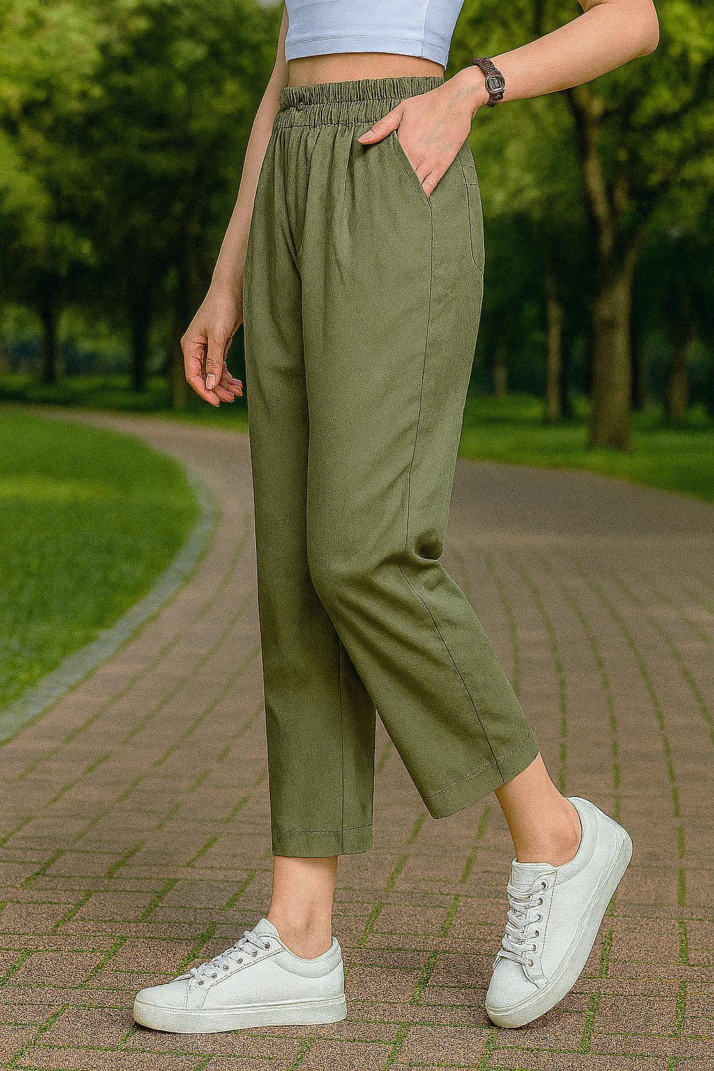 REBECCA WOVEN ANKLE CROPPED PANT - J76 Bamboo Wear