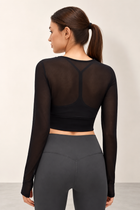 2-in-1 Mesh Long-Sleeve Bra Top