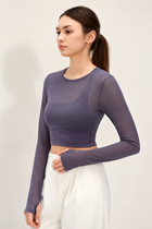 2-in-1 Mesh Long-Sleeve Bra Top
