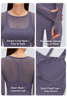 2-in-1 Mesh Long-Sleeve Bra Top