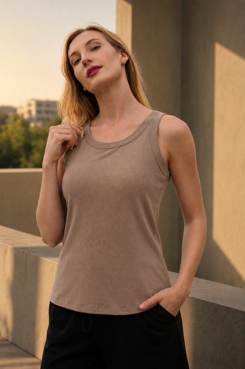 ABRA BAMBOO-BLEND RIBBED TANK