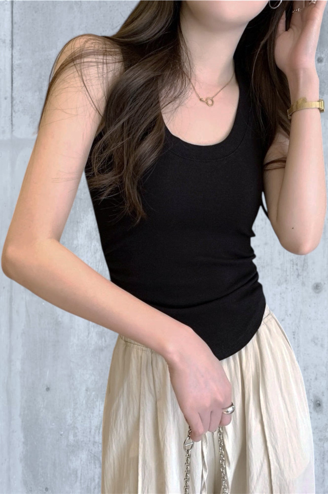 ALINA BAMBOO-BLEND RIB TANK