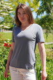 ANDREA BAMBOO-BLEND V NECK TEE - J76 Bamboo Wear