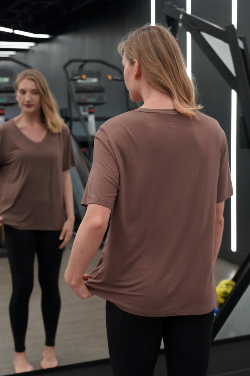 ANDREA BAMBOO-BLEND V NECK TEE - J76 Bamboo Wear