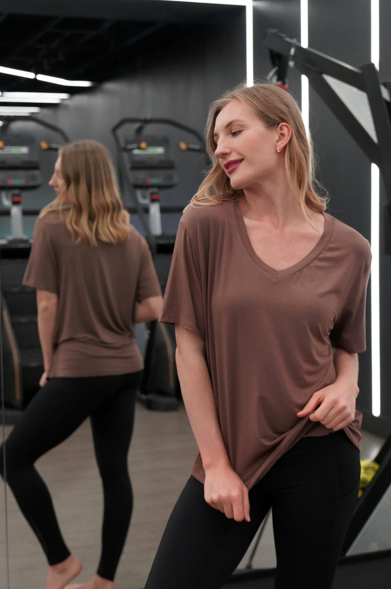 ANDREA BAMBOO-BLEND V NECK TEE - J76 Bamboo Wear