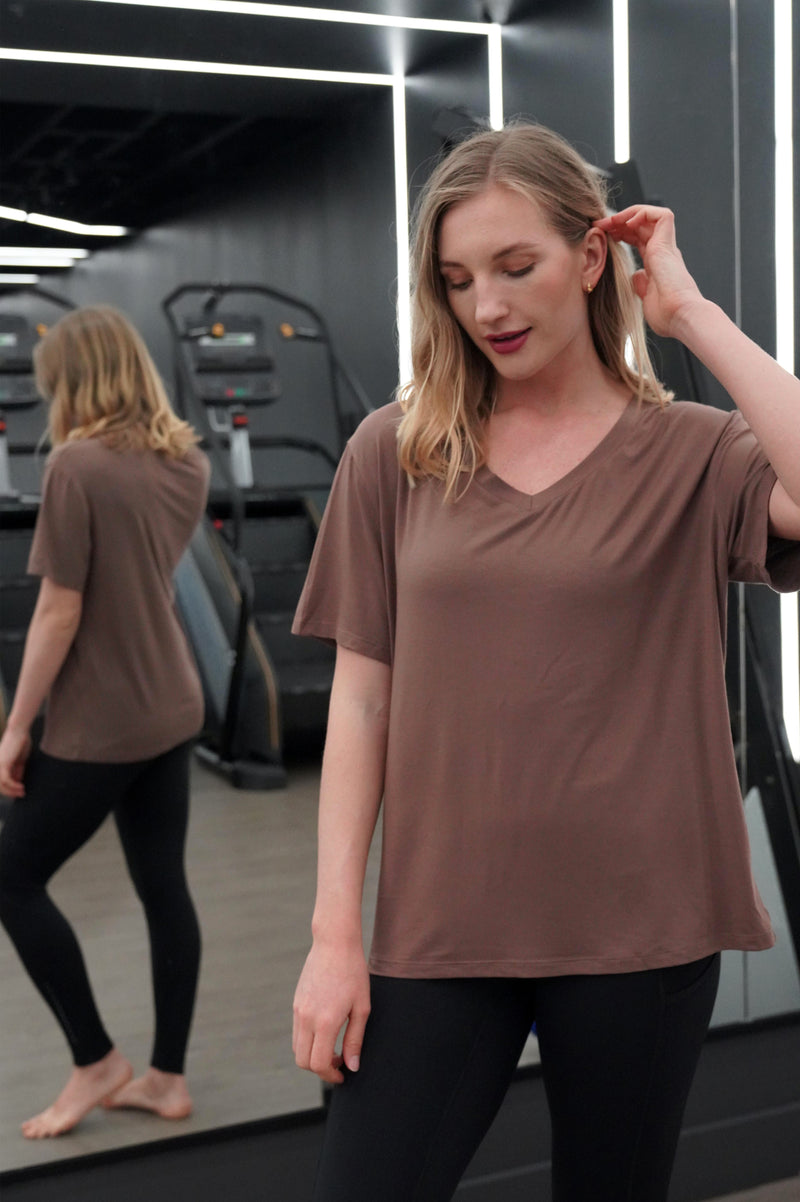 ANDREA BAMBOO-BLEND V NECK TEE - J76 Bamboo Wear