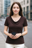COW NECK BAMBOO-BLEND TEE