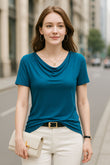 COW NECK BAMBOO-BLEND TEE
