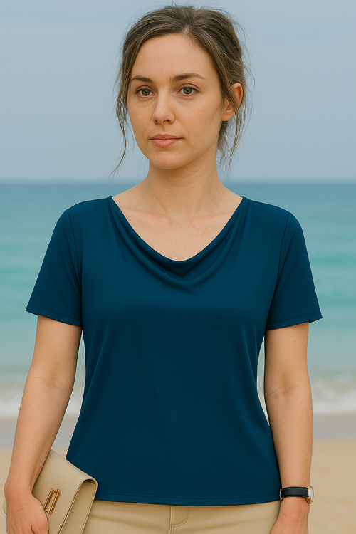 COW NECK BAMBOO-BLEND TEE