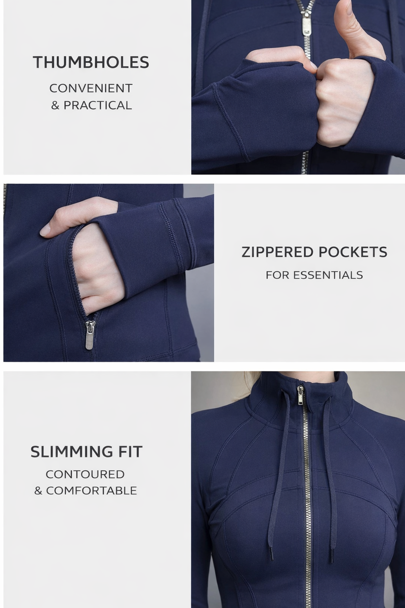HOLLY JACKET – Slim Fit Athletic Zip Jacket - J76 Bamboo Wear