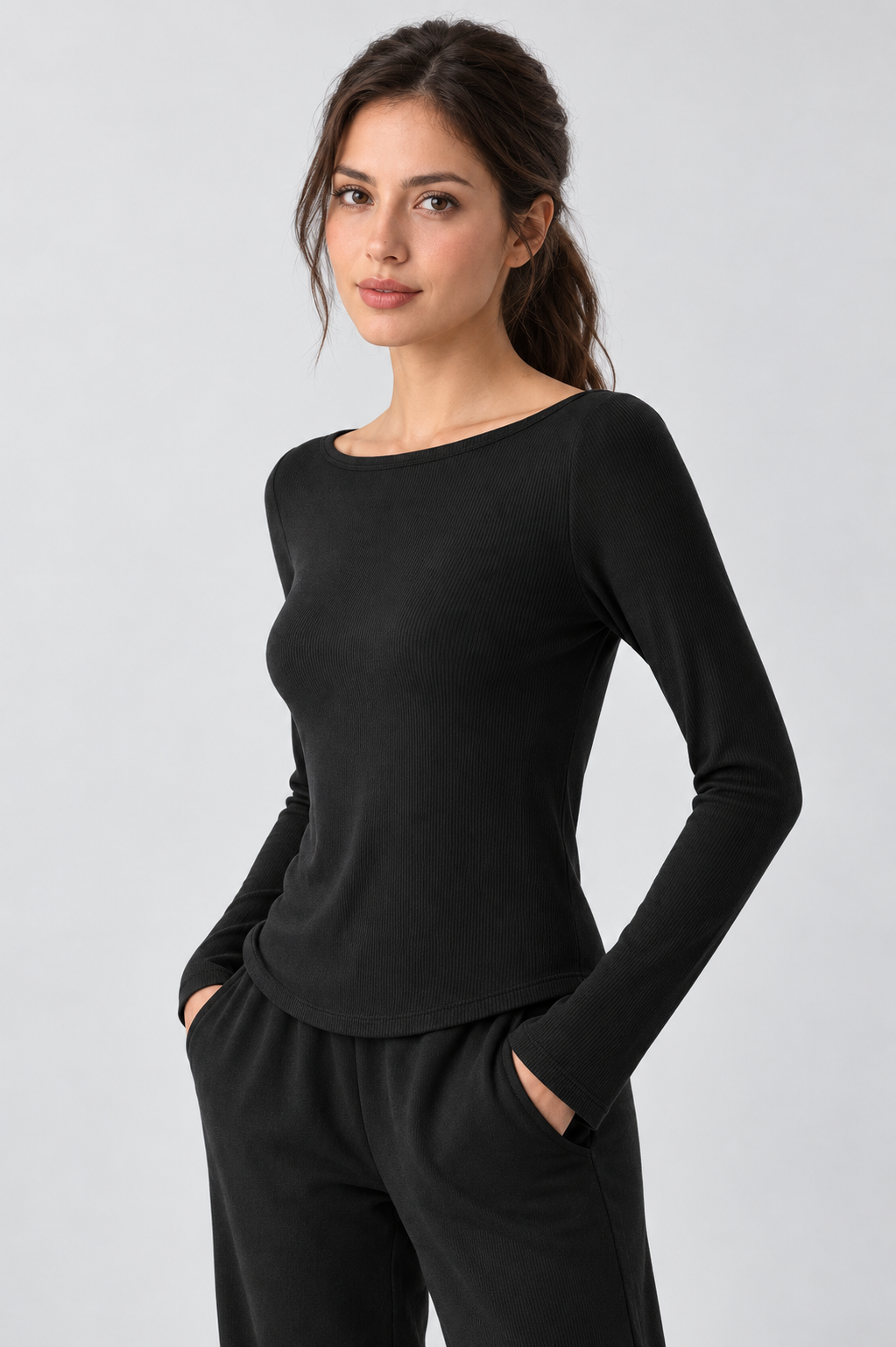 Nora Bamboo-Blend Ribbed Boat-Neck Top