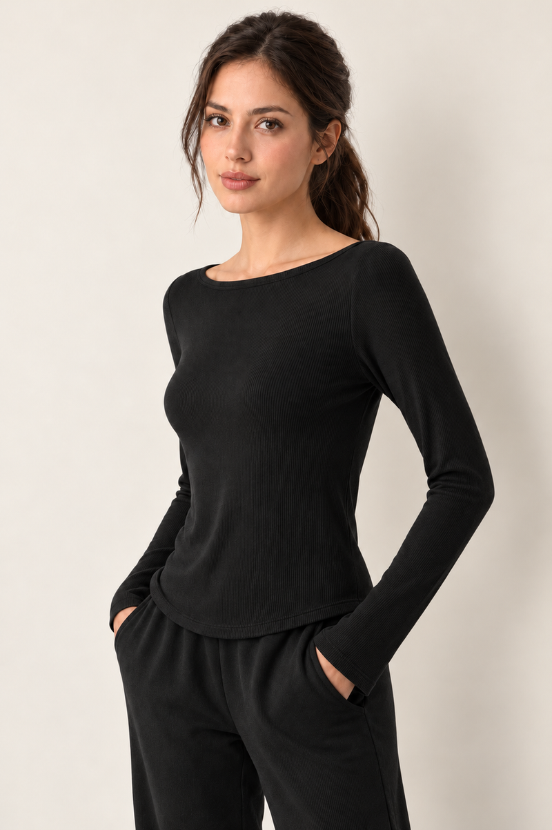 Nora Bamboo-Blend Ribbed Top