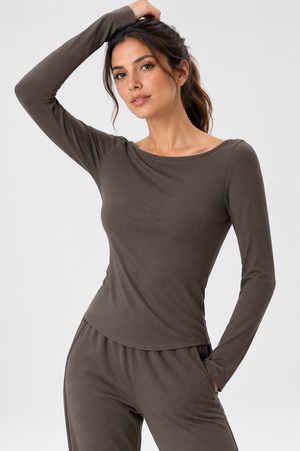 Nora Bamboo-Blend Ribbed Boat-Neck Top