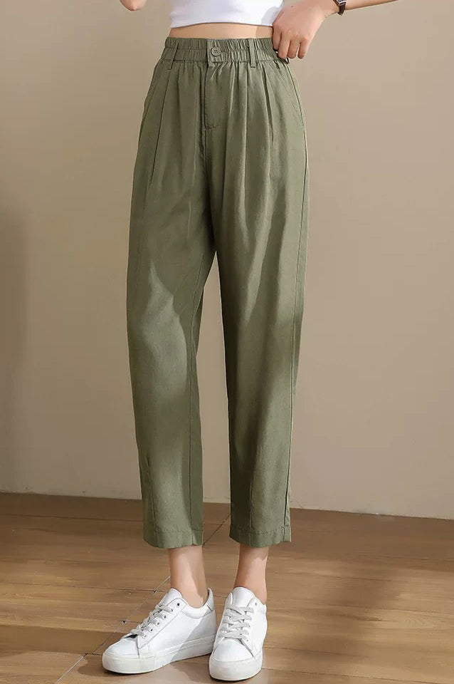 REBECCA WOVEN ANKLE CROPPED PANT