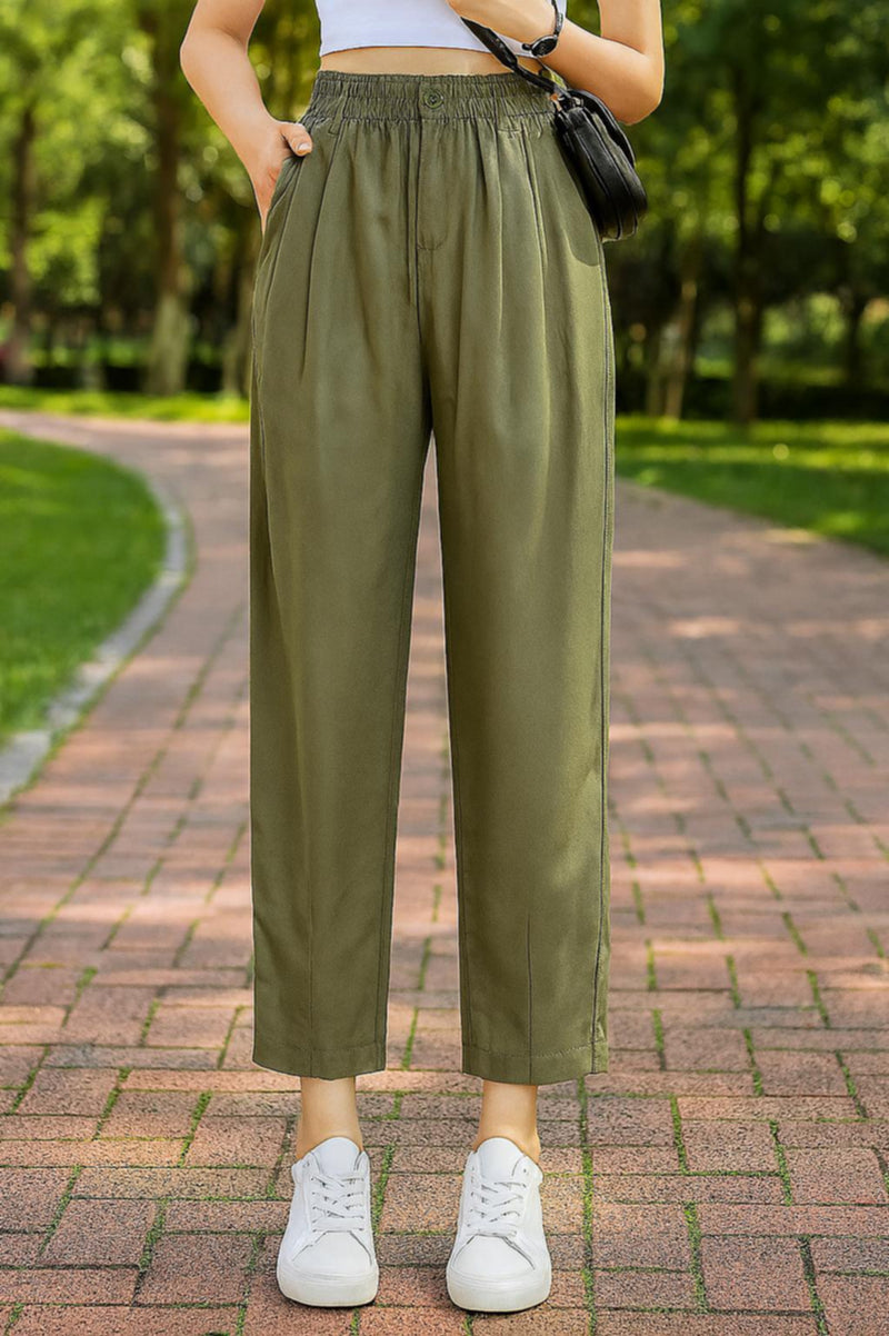 REBECCA WOVEN ANKLE CROPPED PANT - J76 Bamboo Wear