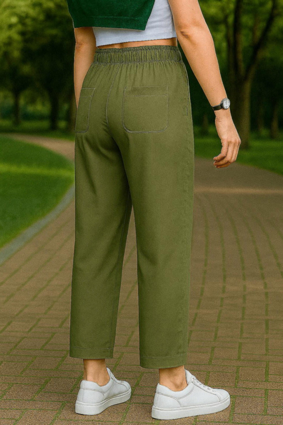 REBECCA WOVEN ANKLE CROPPED PANT - J76 Bamboo Wear