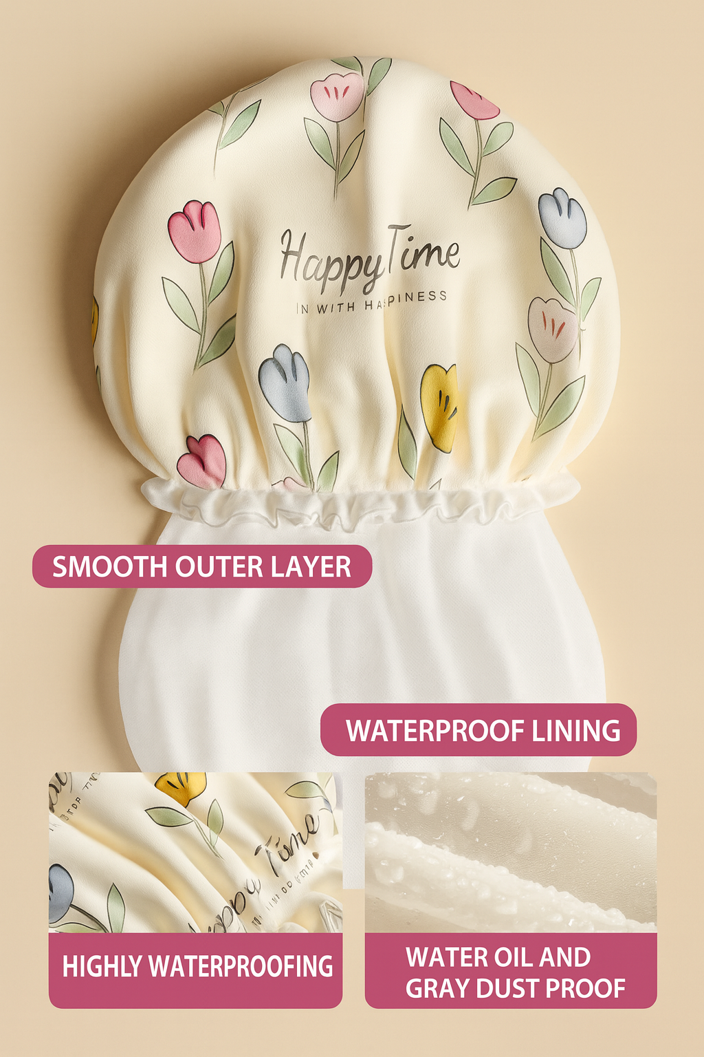 WATERPROOF SHOWER CAP