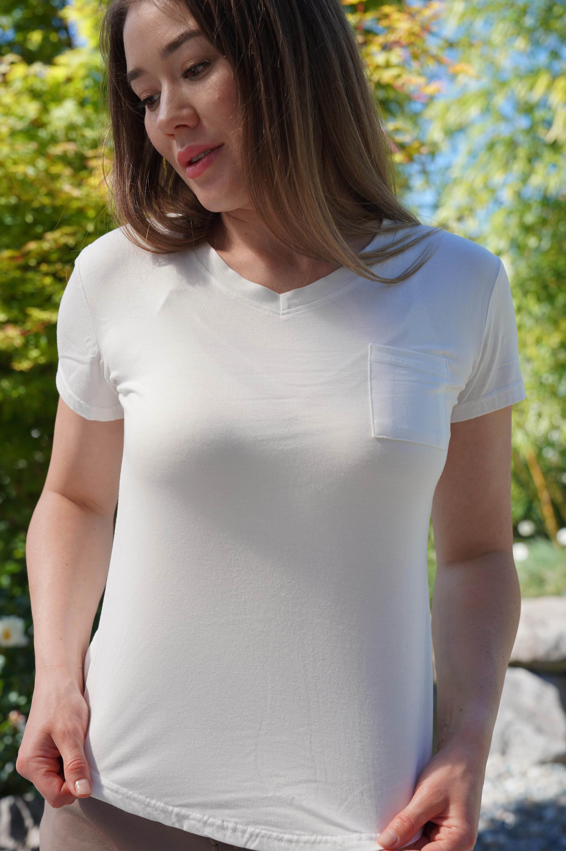 SOMMER BAMBOO-BLEND V NECK TEE