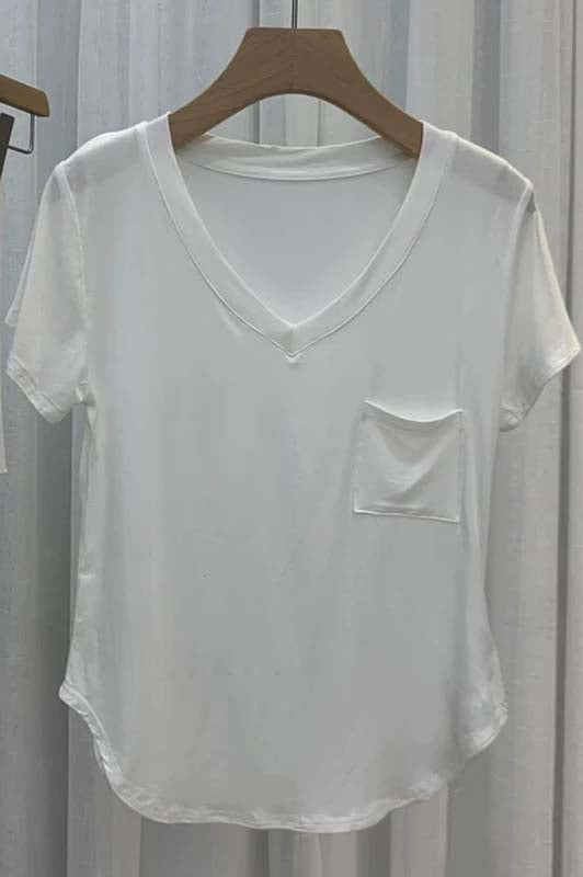 SOMMER BAMBOO-BLEND V NECK TEE
