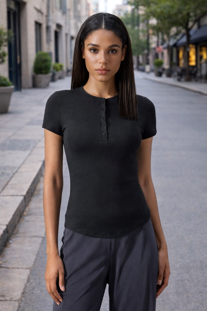 TAMIA BAMBOO-BLEND RIBBED TEE - J76 Bamboo Wear