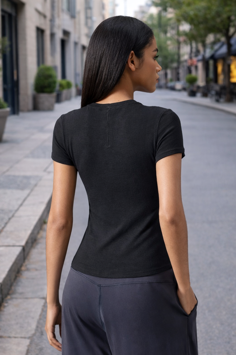 TAMIA BAMBOO-BLEND RIBBED TEE - J76 Bamboo Wear