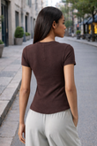 TAMIA BAMBOO-BLEND RIBBED TEE - J76 Bamboo Wear