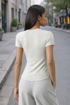TAMIA BAMBOO-BLEND RIBBED TEE - J76 Bamboo Wear