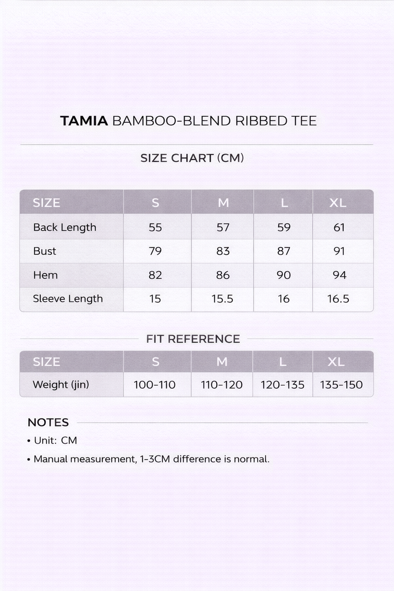 TAMIA BAMBOO-BLEND RIBBED SLIM FIT TEE - J76 Bamboo Wear