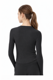 Tamia Bamboo-Blend  Ribbed Henley Long Sleeve Tee