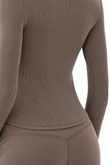 Tamia Bamboo-Blend  Ribbed Henley Long Sleeve Tee