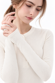 Tamia Bamboo-Blend  Ribbed Henley Long Sleeve Tee
