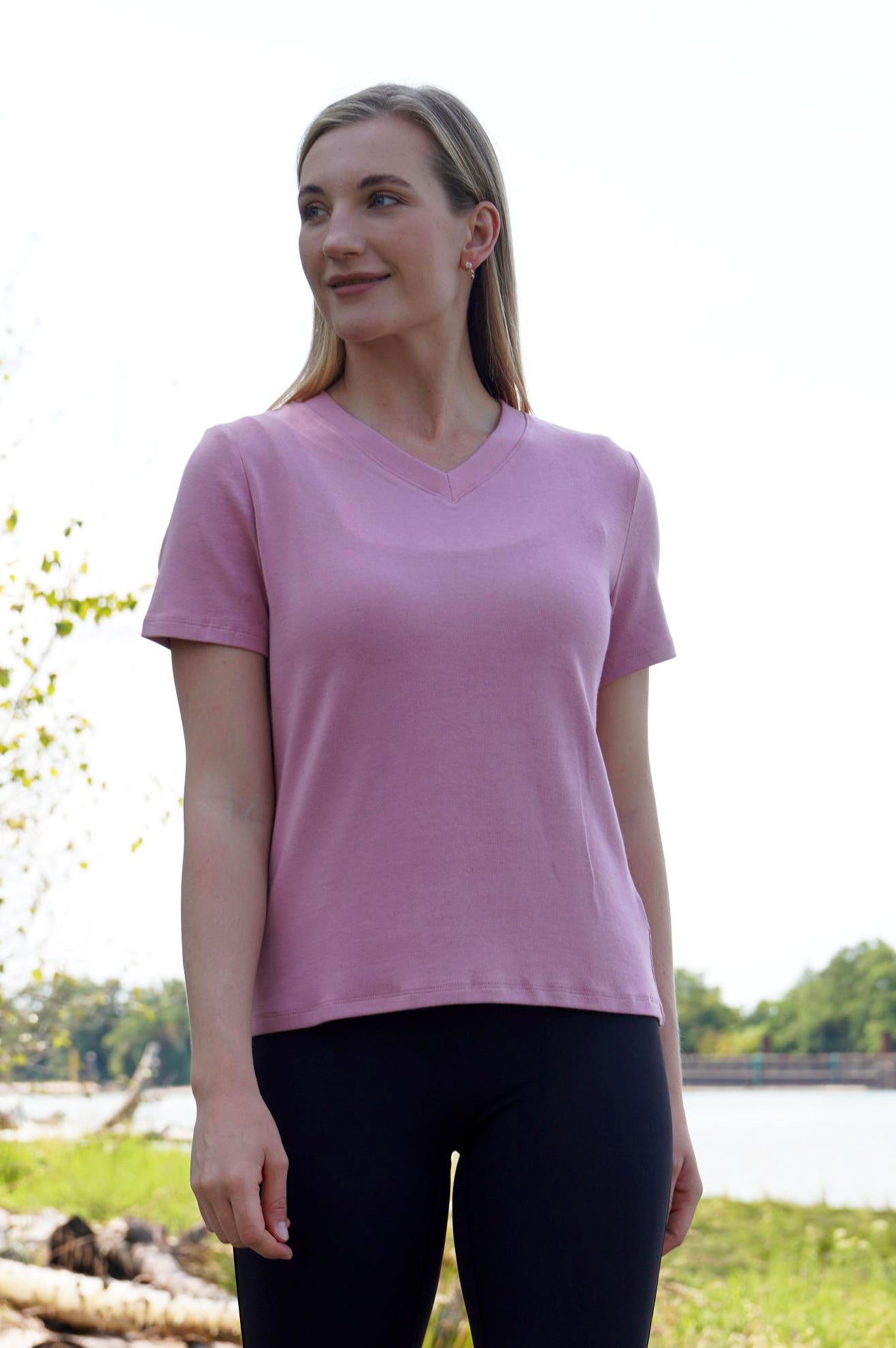 V-NECK BAMBOO-BLEND T-SHIRT (Final Sale)