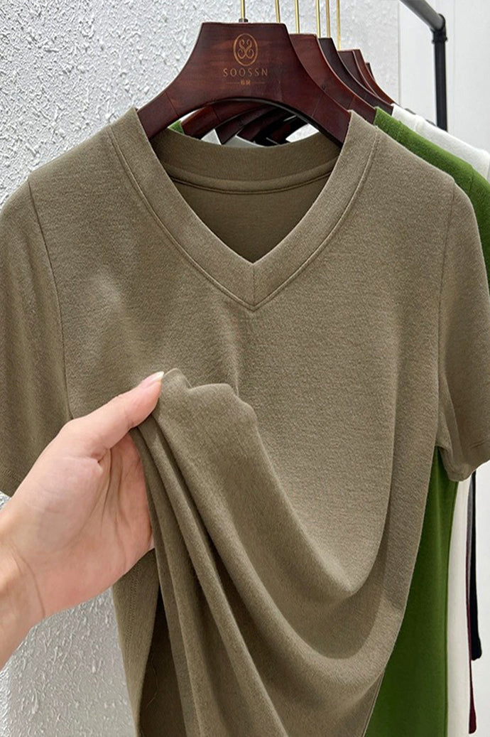 V-NECK BAMBOO-BLEND T-SHIRT (Final Sale)