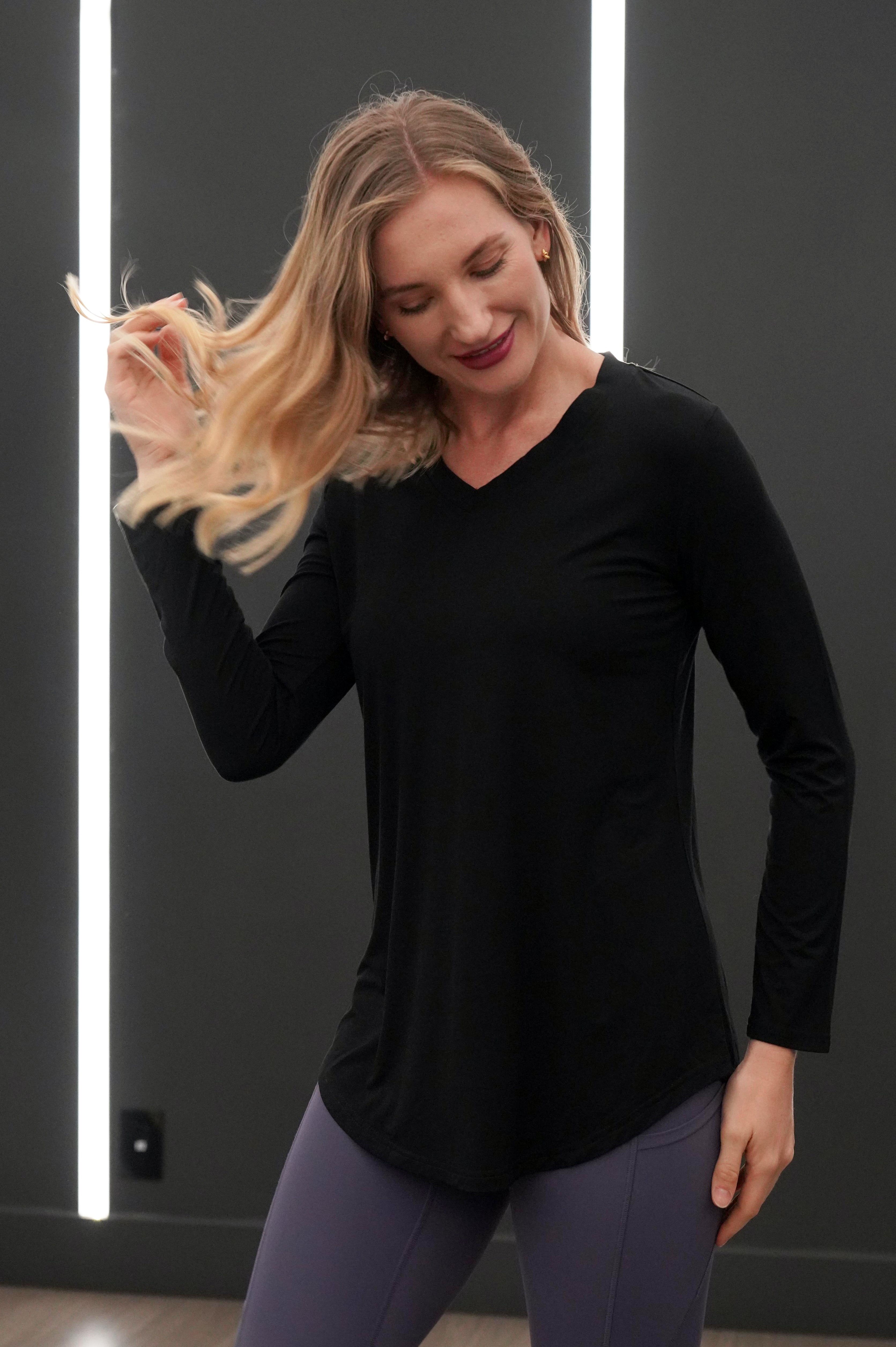 V NECK LONGSLEEVE SHIRT - J76 Bamboo Wear