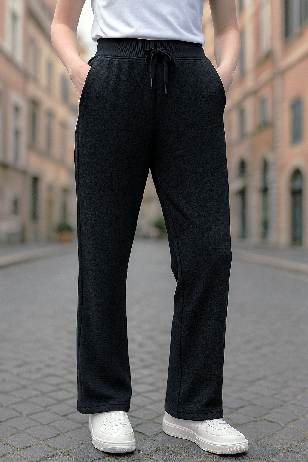 WAFFLE-KNIT SPORTS PANTS