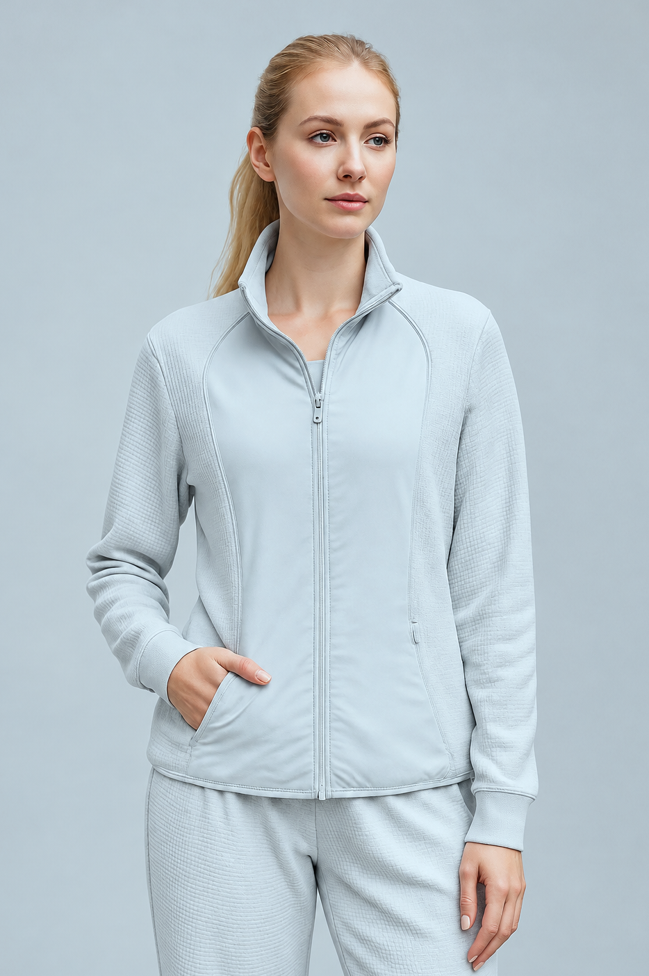 Waffle-Knit Sports Jacket