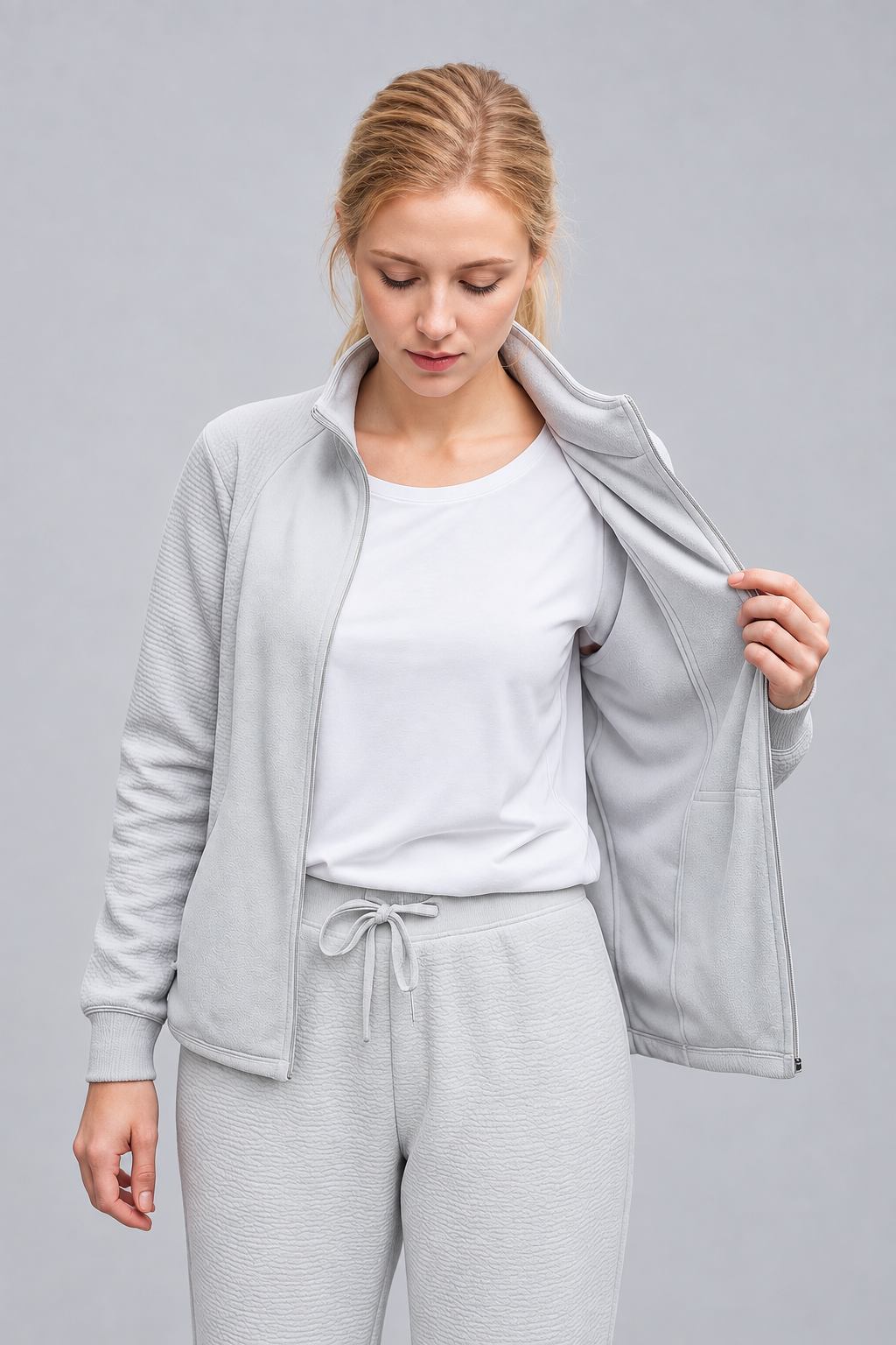 Waffle-Knit Sports Jacket