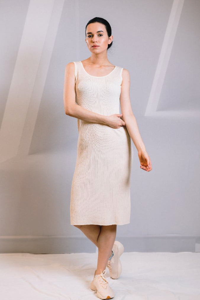 Leah Knit Midi Dress Beige